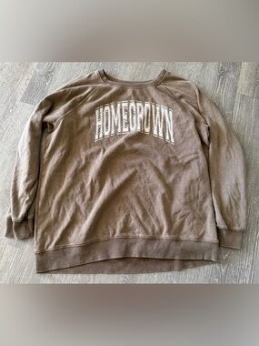 Thread & Supply Homegrown Brown Graphic Crewneck Sweatshirt Size L Large